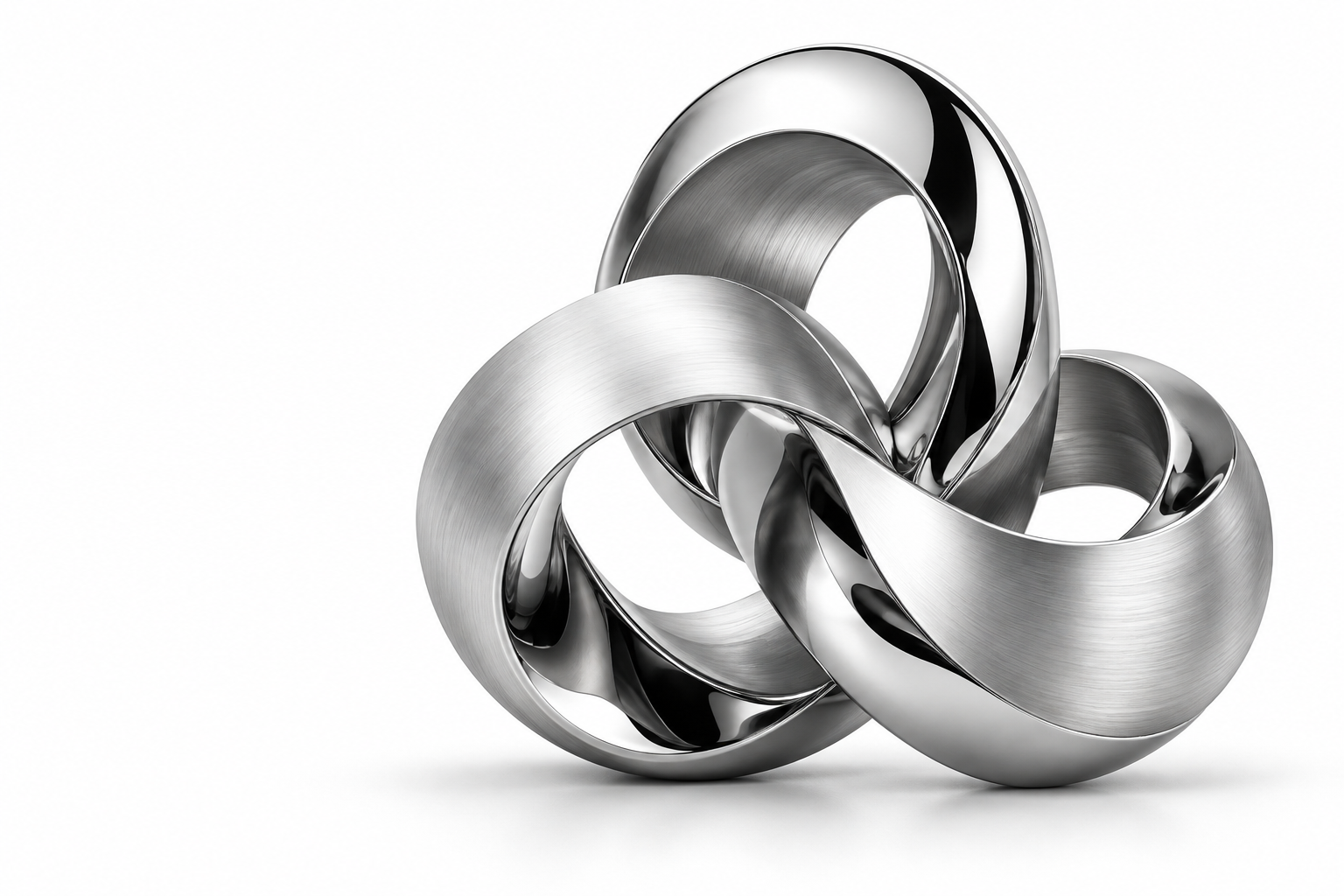 Sculptural interwoven silver ribbons